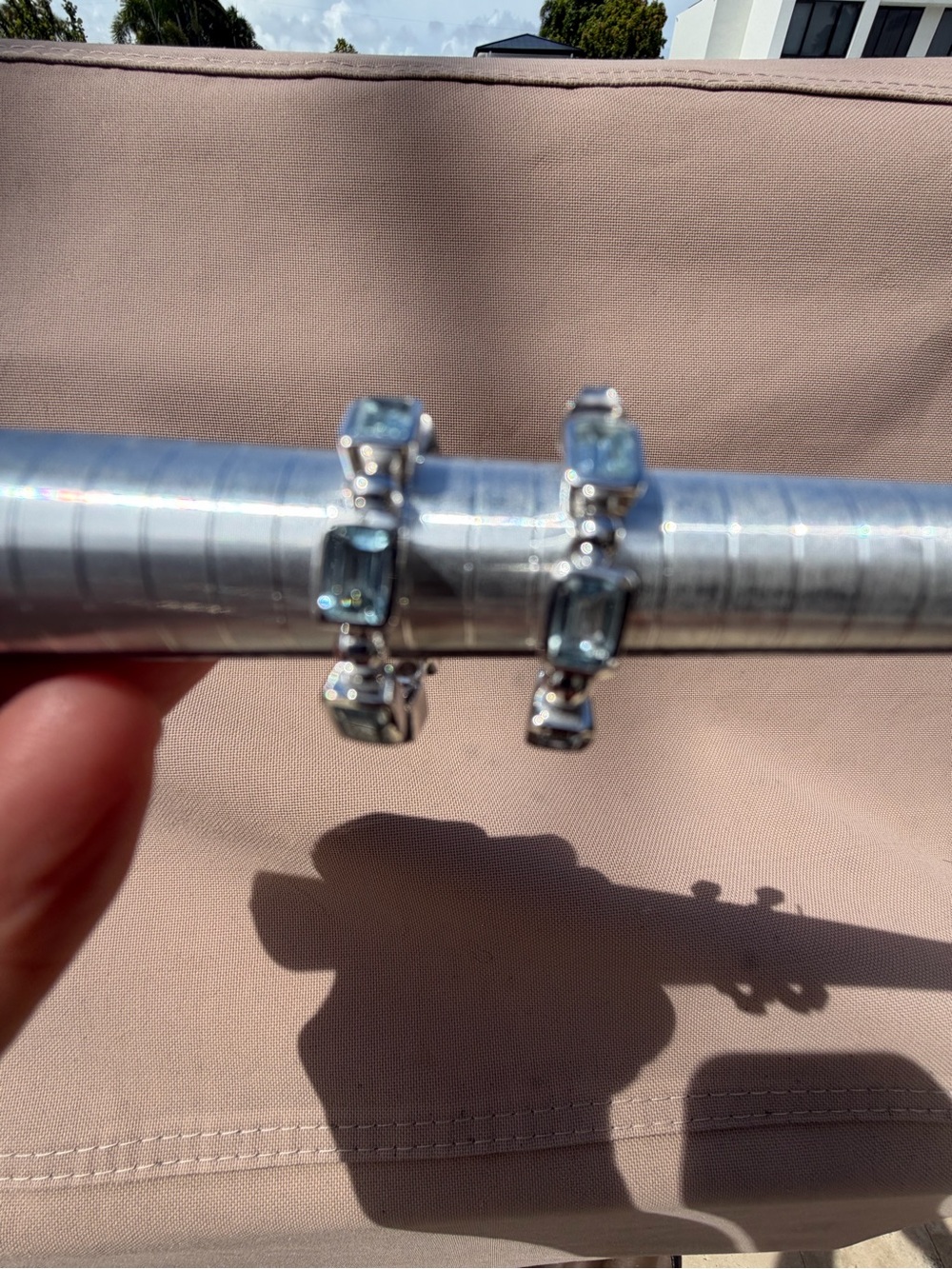 Sterling Silver Blue Topaz 13ctw  Link Hoop Earrings